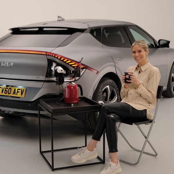 Nicki Shields boils a kettle with electrifying from an electric car